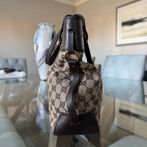 Gucci GG CANVAS Vintage Buckle Tote Brown Small - Picture 12 of 15